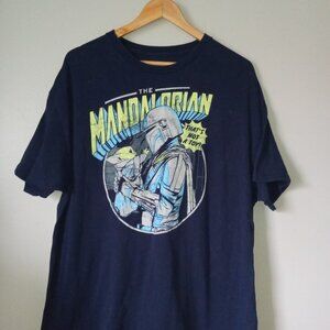 Star Wars The Mandalorian with the Baby Grogu Navy Blue Short Sleeve Tee